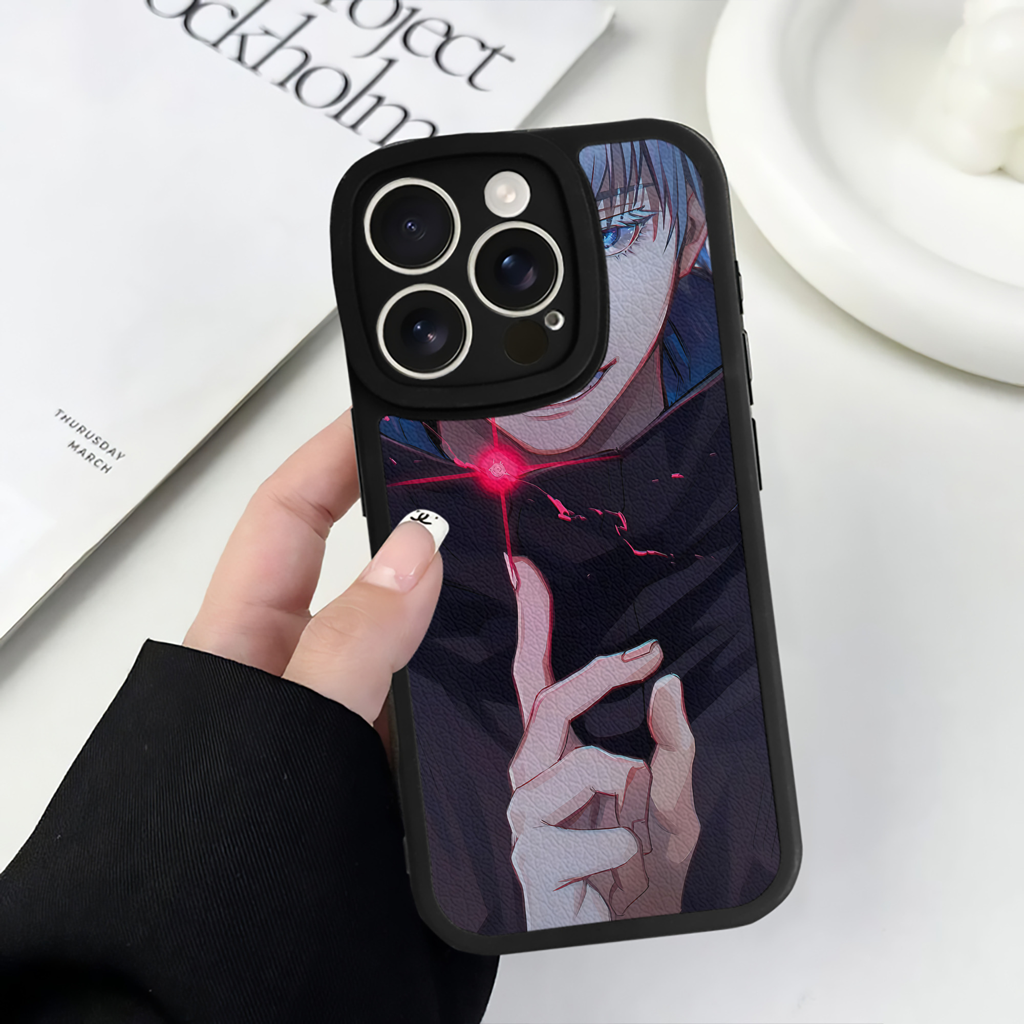 （画像用） 呪術廻戦 Jujutsu Kaisen 【iPhone 16シリーズ対応】シリコンスマホケース（レザー調） 材質：シリコン